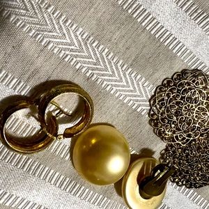 Trio   Hoop dangling and a clip on.  Vintage.  As is final sale.